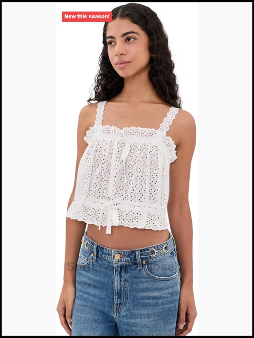 Ulla Johnson Isola Cotton Eyelet Square Neck Tank Top